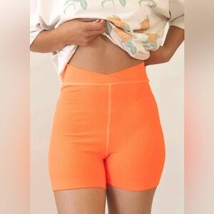 Free People Movement Free Throw Biker Ribbed Shorts Size XS Color Burning Up NWT